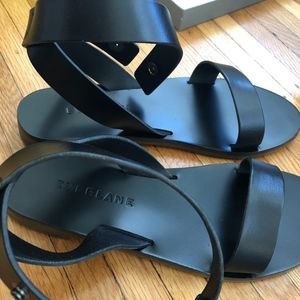 Brand New Everlane Italian Black Leather Sandals